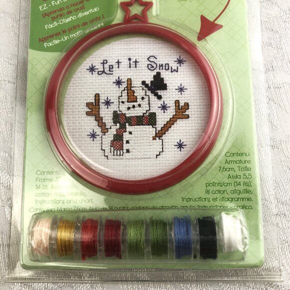 Bucilla Let It Snow Cross Stitch Ornament Kit & Creatology Santa Foam Craft NWT - Picture 6 of 13